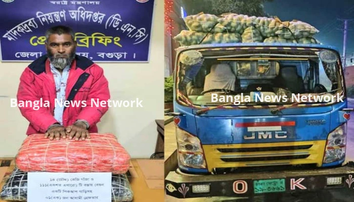 বগুড়ায় বেগুন বোঝাই পিকআপে ১৪ কেজি গাঁজা উদ্ধার, চালক গ্রেপ্তার