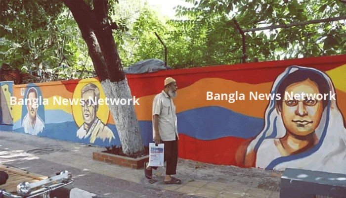 সেগুনবাগিচায় ফুটপাতের দেয়ালে যুক্ত হলো বেগম রোকেয়া, জসীমউদ্​দীন ও জীবনানন্দের প্রতিকৃতি
