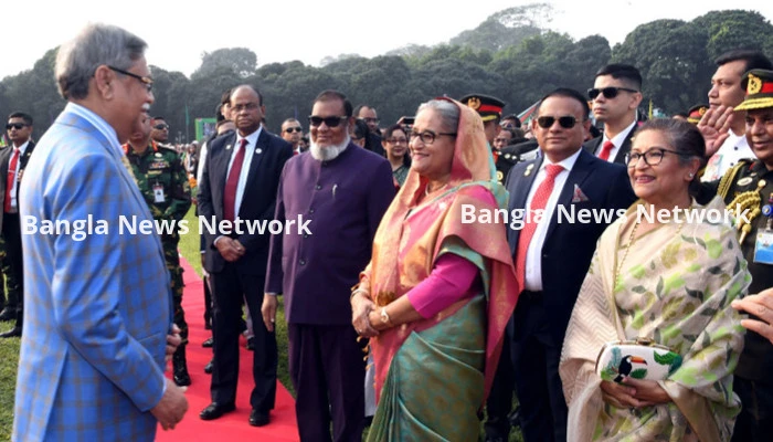 বঙ্গভবনে রাষ্ট্রপতির সংবর্ধনা অনুষ্ঠানে প্রধানমন্ত্রী